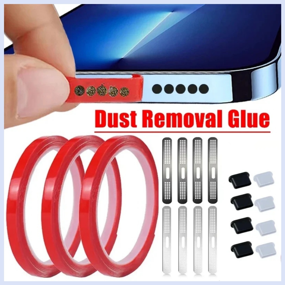 Dust Removal Sticker - Universal โทรศัพท์ลําโพงกําจัดฝุ่นกาวลําโพงตารางฝุ่นสติกเกอร์ทําความสะอาดกาวชุดทําความสะอาดสําหรับ iPhone 14 Xiaomi