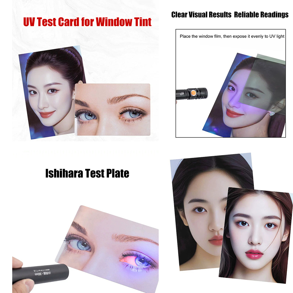 Anti Blue Light Film - การ์ดทดสอบแสงสีฟ้าและรังสียูวีสำหรับฟิล์มติดกระจกรถยนต์, เครื่องทดสอบการป้องกันความร้อนและการป้องกันแสงแดดสำหรับฟิล์มป้องกันการระเบิด AFD-6