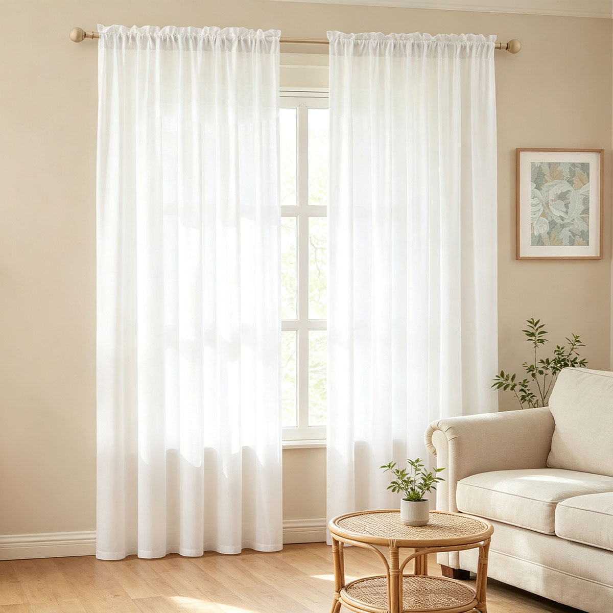 Privacy Filter 2Pack - ผ้าม่านโปร่งแสงสีขาวแบบรูด 2 ชิ้น, ผ้าม่านโปร่งแสงกรองแสง, ผ้าม่านโปร่งแสงบังสายตาสำหรับห้องนอน