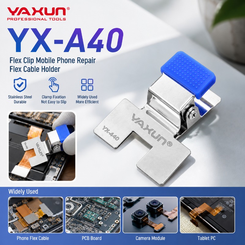 Screen Alignment Tool - YX-A40 ที่หนีบบัดกรี PCB สำหรับโทรศัพท์ YAXUN ที่ยึดสแตนเลสพร้อมแผ่นซิลิโคนสำหรับงานบำรุงรักษา