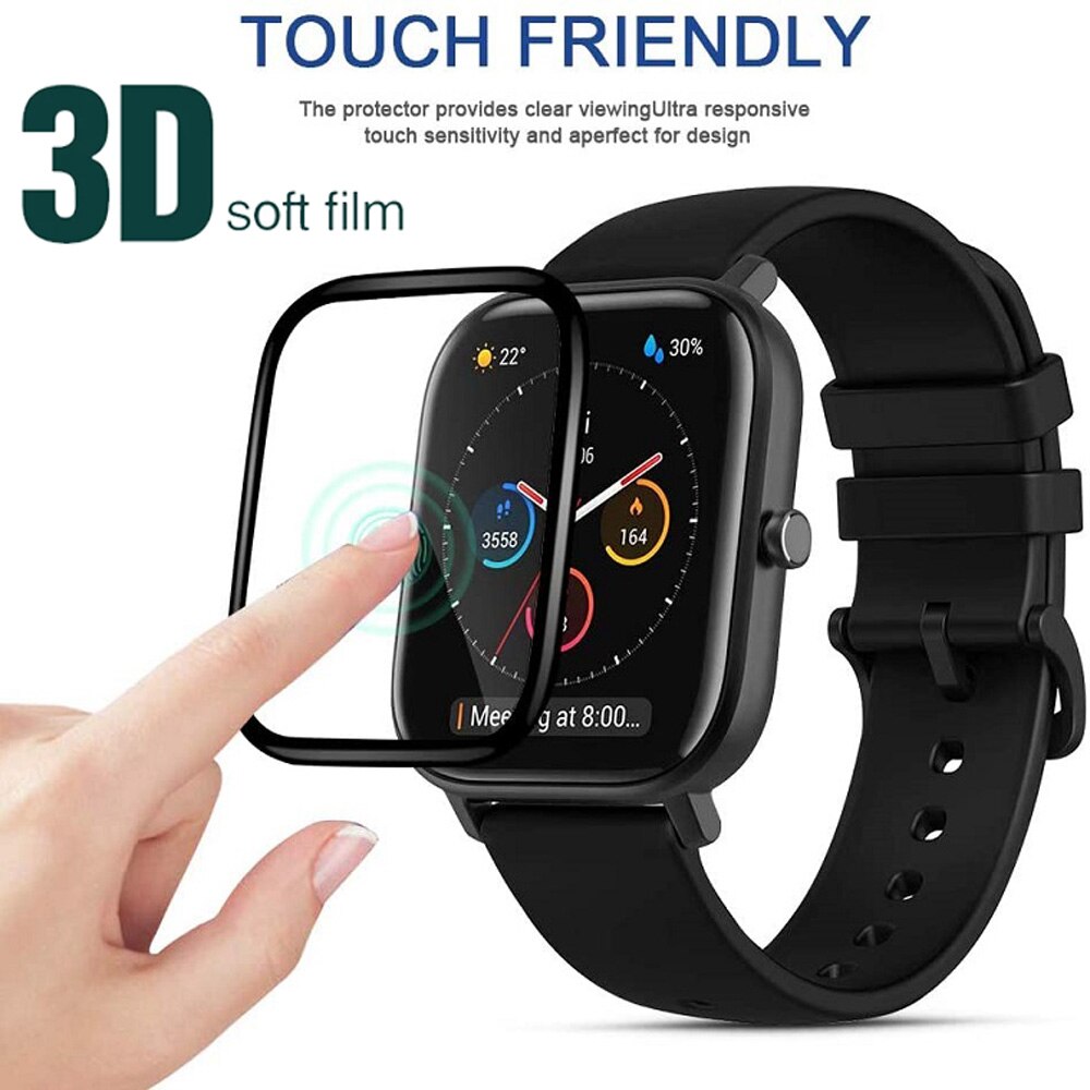 Curved Edge Screen - 3D ขอบโค้งนุ่มไฟเบอร์แก้วสําหรับ Huami AMAZFIT GTS 2