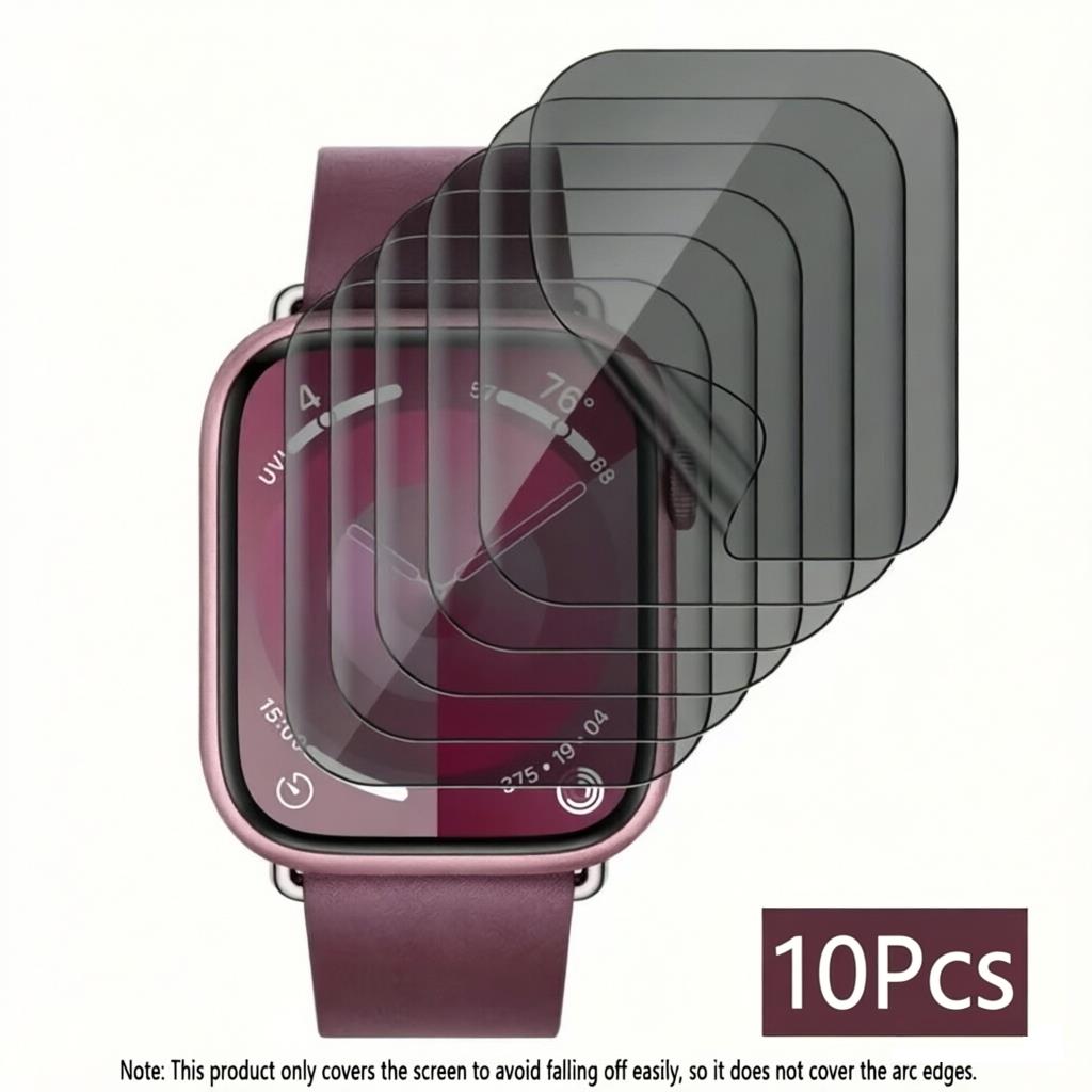 Privacy Screen Protector - 10 ชิ้น ฟิล์มกันรอยไฮโดรเจลสำหรับแอปเปิ้ลวอทช์ซีรีส์ 11 10 9