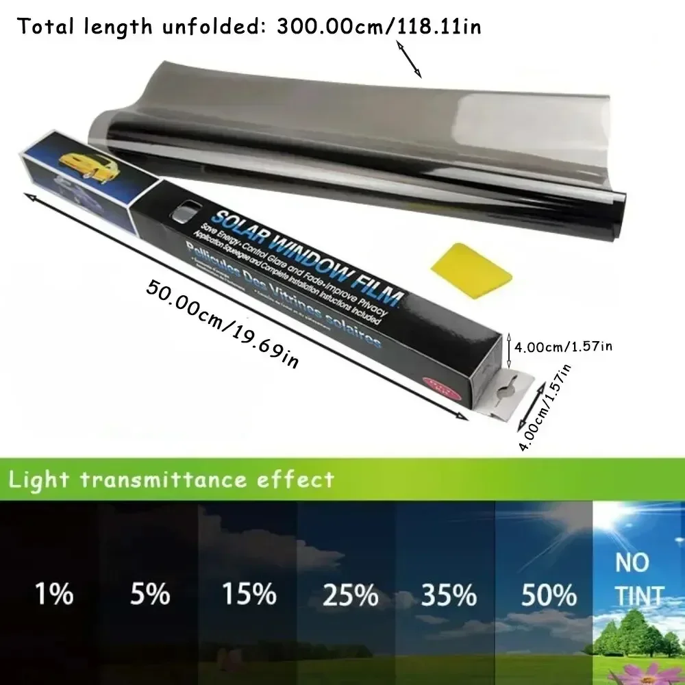 Glass Protector Auto - 3M x 50 ซม.VLT สีดํารถหน้าต่างฟอยล์ฟิล์มย้อมสีบ้านกระจกหน้าต่างพลังงานแสงอาทิตย์ UV