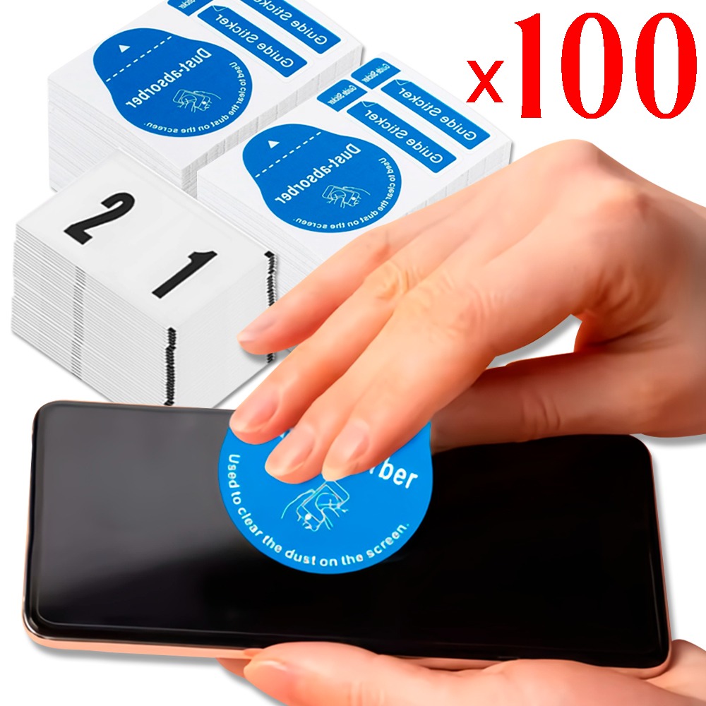 Dust Removal Sticker - แผ่นทำความสะอาดหน้าจอโทรศัพท์มือถือ 100/1 ชิ้น กำจัดฝุ่น ใช้ได้กับโทรศัพท์ทุกรุ่น แล็ปท็อป