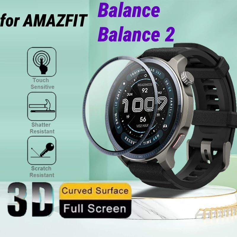Curved Edge Screen - 3PCS 3D ขอบโค้งป้องกันหน้าจอสำหรับอมาซฟิต บาลานซ์ 2 สมาร์ทวอทช์ฟิล์มป้องกันแบบนุ่มครอบคลุมเต็มรูปแบบ