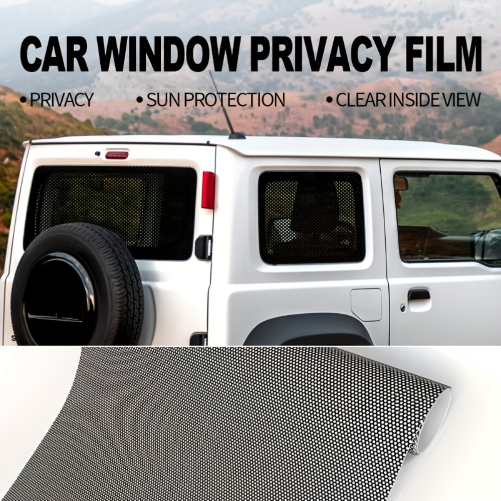 Privacy Screen Protector - ฟิล์มติดกระจกรถยนต์แบบม้วน สีดำ ลายฉลุ ป้องกันการมองเห็นจากด้านหนึ่ง ฟิล์มกันแสงแบบมองทะลุได้ ติดตั้งง่ายด้วยกาวในตัว