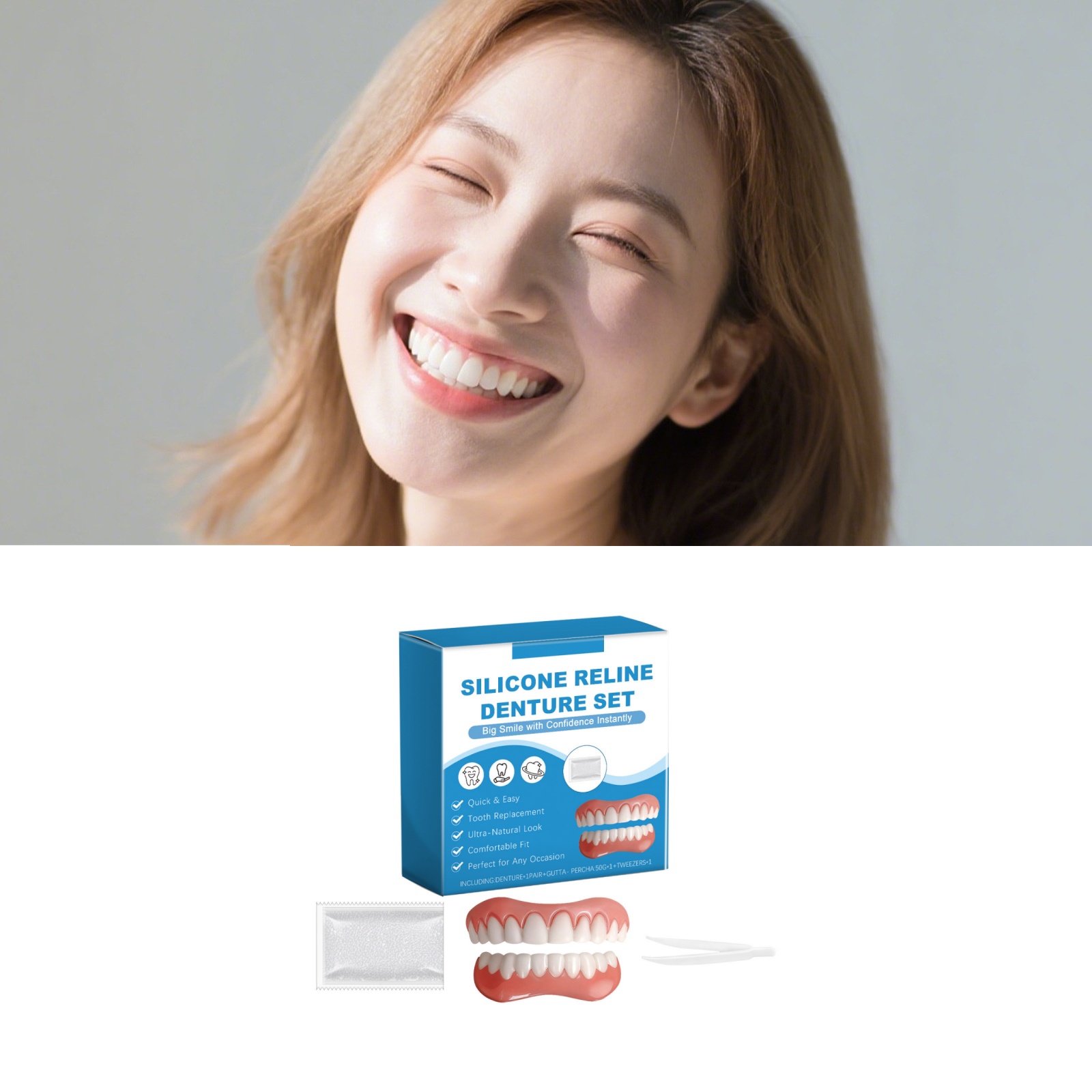 ชุดฟันปลอมแบบเต็มชุด ครอบคลุมเ - Full Cover Adhesive บทวิจารณ์และราคา