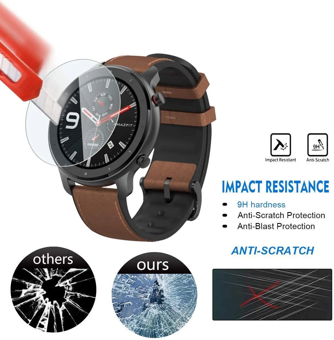 9H กระจกนิรภัยฟิล์มสําหรับ Ama - Smartwatch Screen Film บทวิจารณ์และราคา